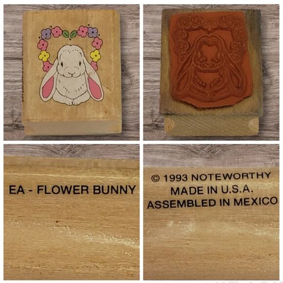 VTG‎ Easter Rubber Stamp Lot 4 Pc Bunny Eggs Chicks Flowers Spring Crafts Bundle - Picture 4 of 7
